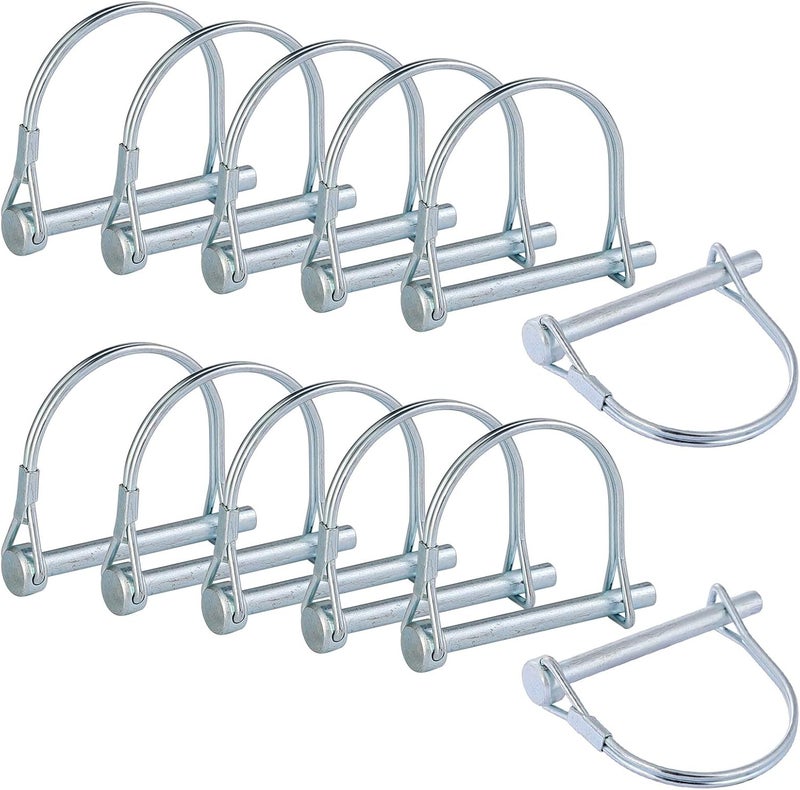 SuperMMarK 12-Count 1/4 Inch Heavy Duty Zinc-Plated Carbon Steel Spring Locking Pins for Farm Trailers Lawn Garden - Image 1