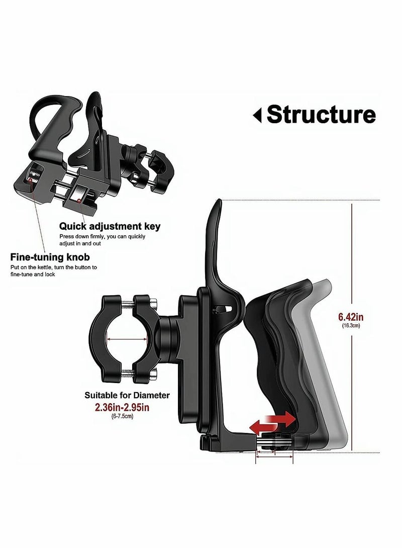 SYOSI Small Bike Water Bottle Holder for 6-7.5 CM Diameter Bottle, Bicycle Bottle Cage for Road Mountain Bikes, Adjustable Grip Buttons, Lightweight Strong Water Cup Holder for Outdoor Cycling, Black - Image 4