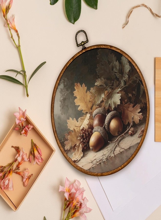 BCUANGD Vintage Fall Round Wall Art Decor - Retro Autumn Moody Fall Wall Art Canvas Frame Artwork Prints, Rustic Cottagecore Nature Round Wall Hanging Decorations for Home Bedroom, 10"x10" - Image 4