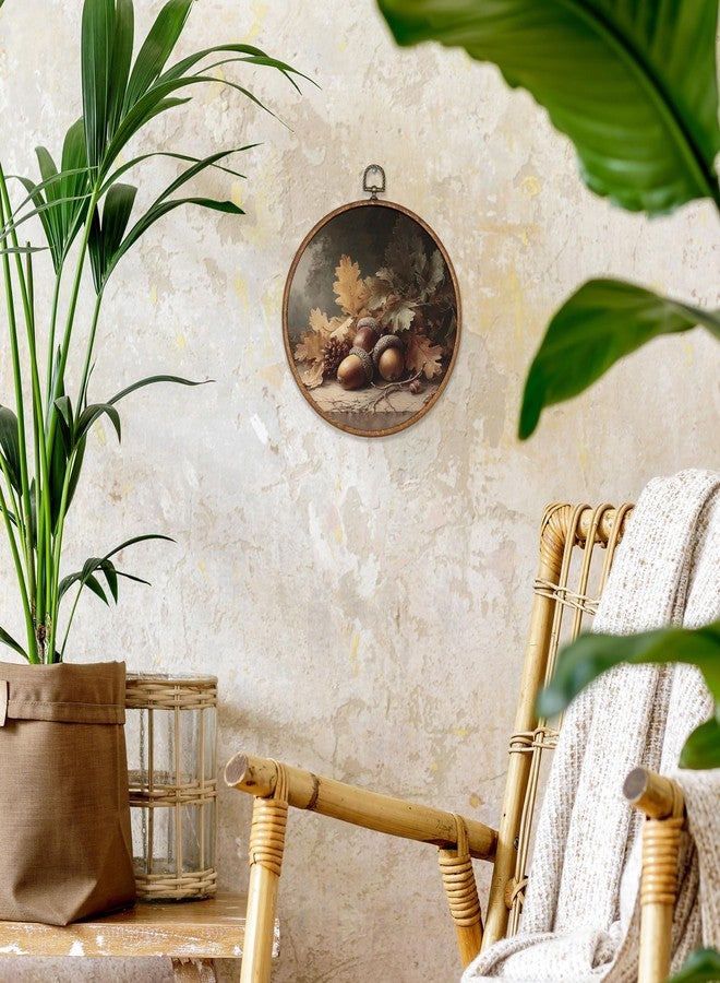 BCUANGD Vintage Fall Round Wall Art Decor - Retro Autumn Moody Fall Wall Art Canvas Frame Artwork Prints, Rustic Cottagecore Nature Round Wall Hanging Decorations for Home Bedroom, 10"x10" - Image 3