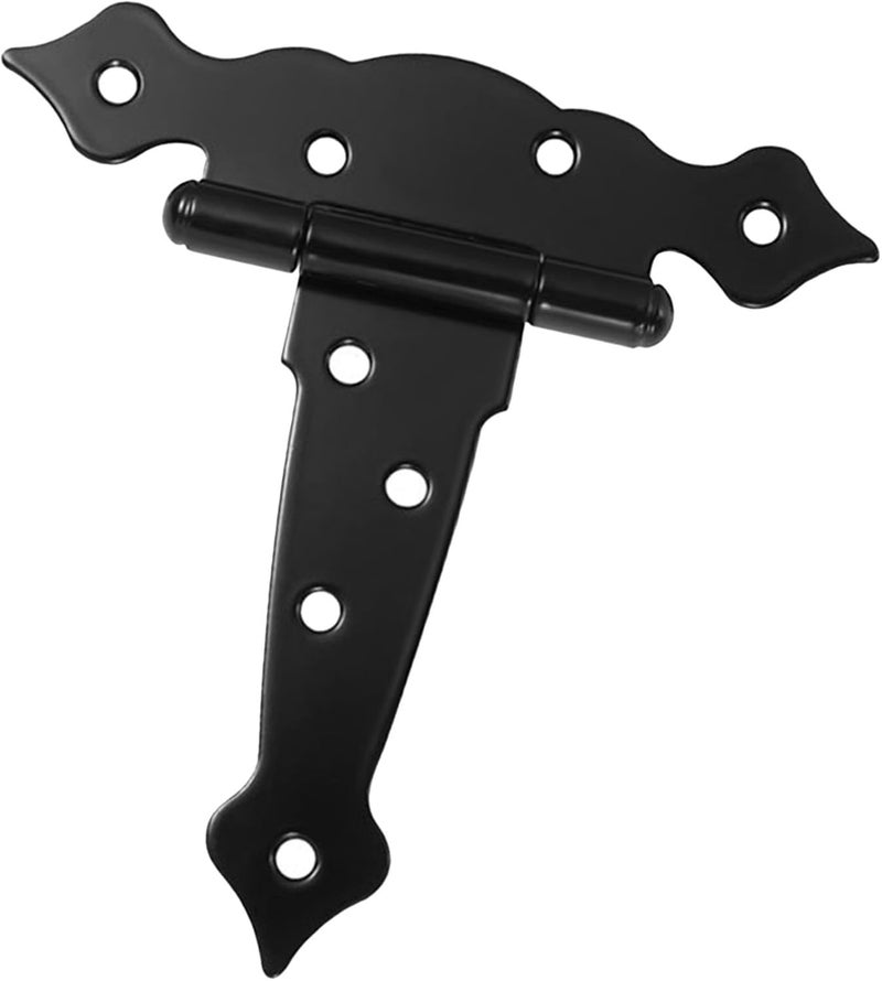 Uonlytech Heavy Duty Decorative Black T Strap Shed Door Hinges, 5-inch Wrought Hardware for Barn, Fence, and Yard Gates - Image 1