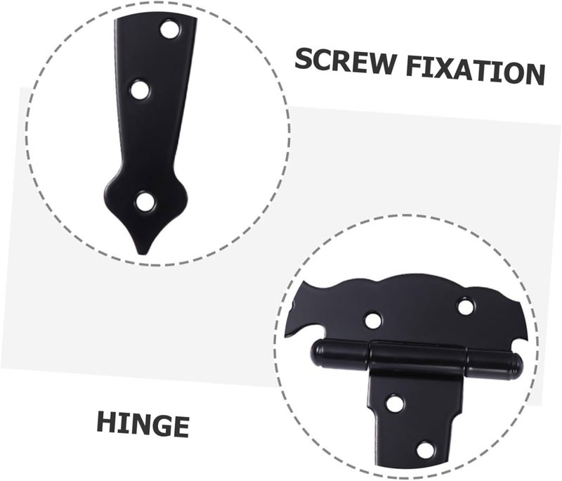 Uonlytech Heavy Duty Decorative Black T Strap Shed Door Hinges, 5-inch Wrought Hardware for Barn, Fence, and Yard Gates - Image 3