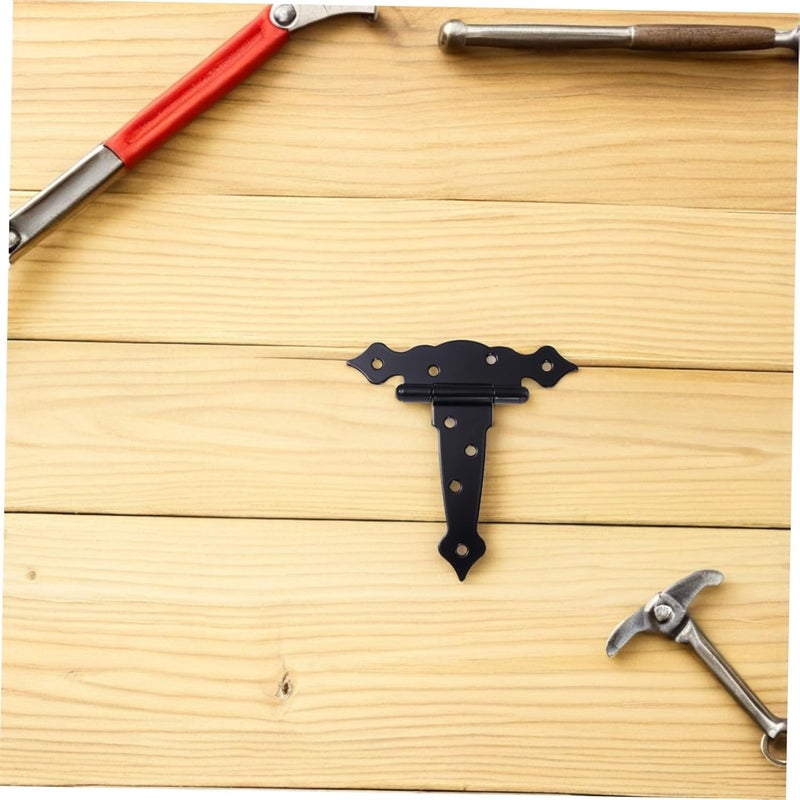 Uonlytech Heavy Duty Decorative Black T Strap Shed Door Hinges, 5-inch Wrought Hardware for Barn, Fence, and Yard Gates - Image 5