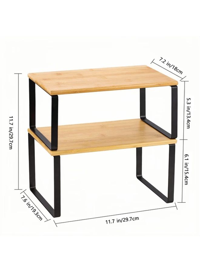 White 2pcs Stackable Kitchen Shelf Organizer Expandable Spice Rack - Image 4