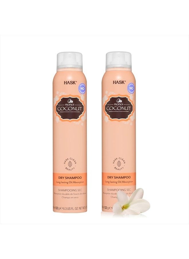 HASK - Coconut Monoi Nourishing Dry Shampoo Kits for all hair types, aluminum free, no sulfates, parabens, phthalates, gluten or artificial colors (6.5oz-Qty2) - Image 1