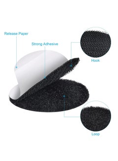 Excefore Self Adhesive Dots Tapes Sticky Back Coins Dots with Hook and Loop Velcro Round Pads 20mm Diameter Strong Waterproof Round Dot Dots with Adhesive for Home Office School 150 Pairs Black  - Image 2