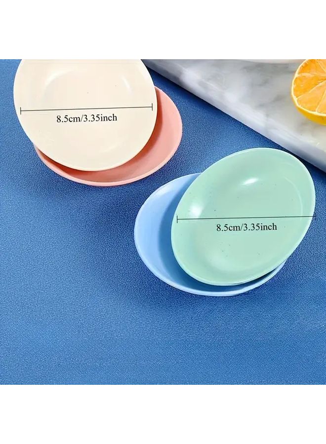 مجموعة أطباق التغميس من قش القمح 4 قطع - أزرق، أخضر، بيج، وردي - مقاس 3.35 بوصة - Image 5