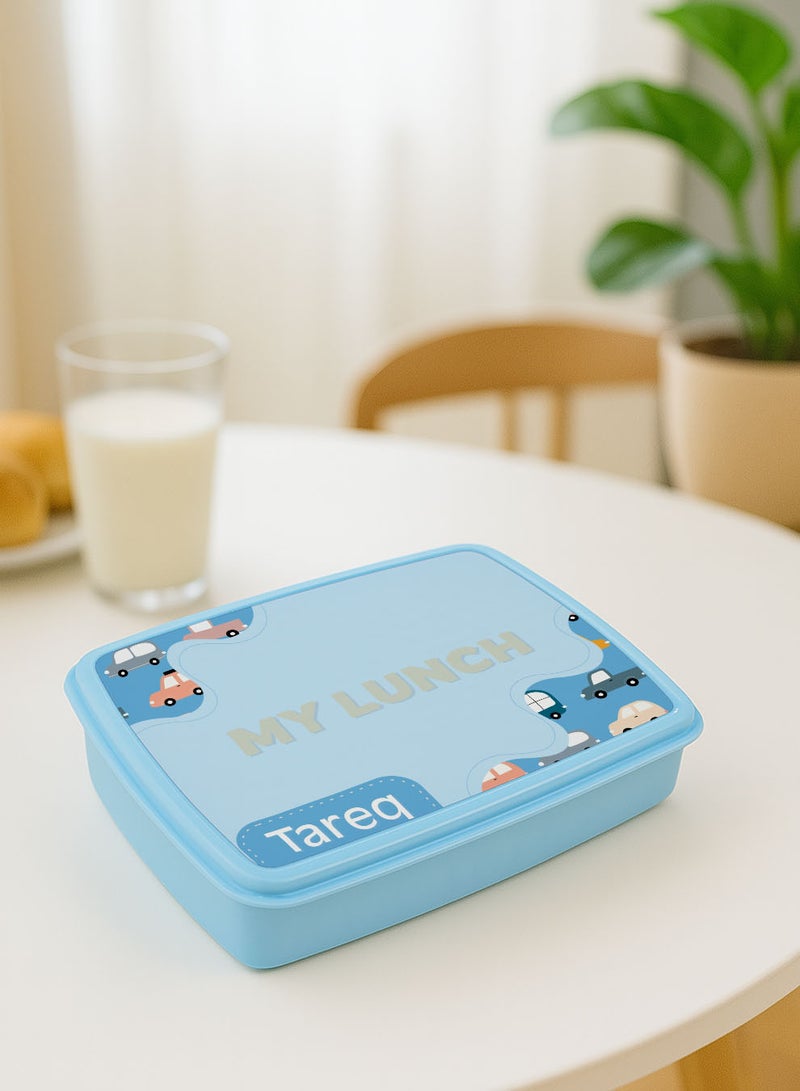 لوحة علبة طعام لانش بوكس باسم قابل للتخصيص مع تصميم سيارات ملونة - Image 4