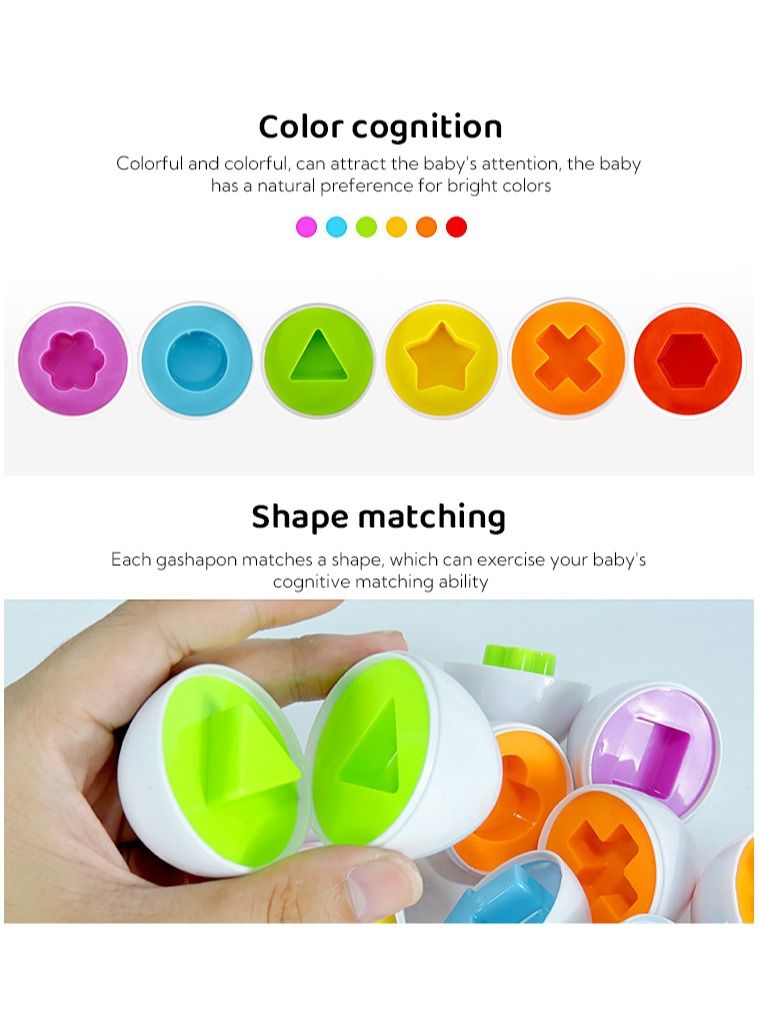 Haidue 12Pcs Matching Eggs Toddler Toys for Learn Color and Shape - Image 2