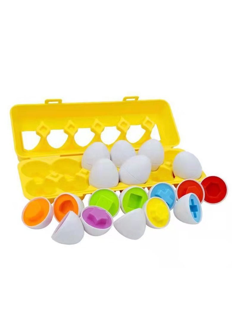 Haidue 12Pcs Matching Eggs Toddler Toys for Learn Color and Shape - Image 1