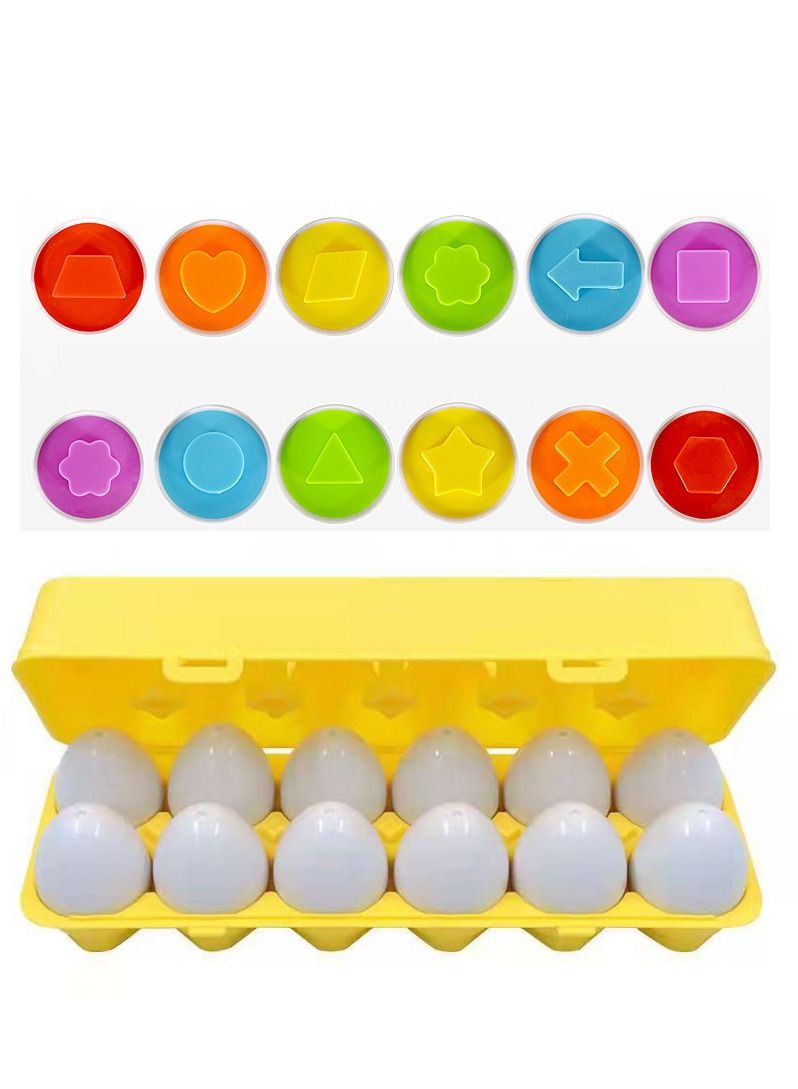 Haidue 12Pcs Matching Eggs Toddler Toys for Learn Color and Shape - Image 3