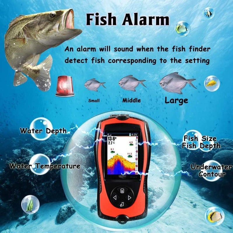 LUCKY Portable Fish Finder Transducer Sonar Sensor 147 Feet Water Depth Finder LCD Screen Echo Sounder Fishfinder with Fish Attractive Lamp for Ice Fishing Sea Fishing - Image 5