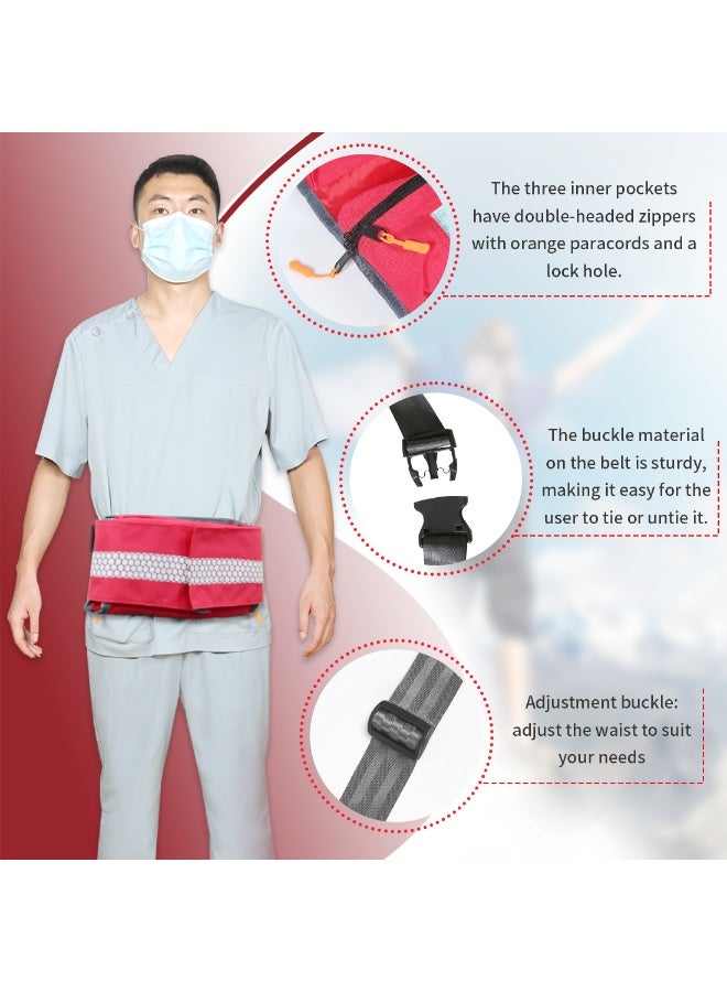 Ehucon Empty First Aid Waist Bag Molle Medical Pouch with Belt, EMS Fanny Pack with Three-piece System,IFAK Medical Bag for Camping,Hiking or Traveling (Red) - Image 5