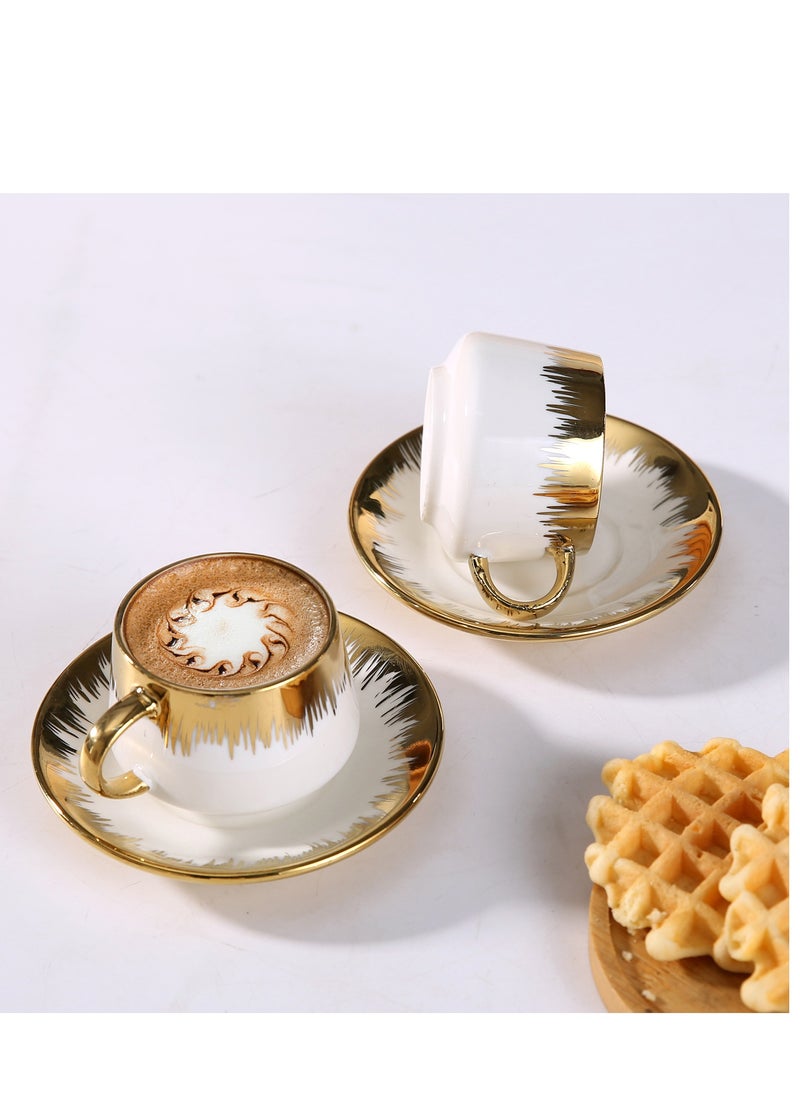 OASIS-TH 6 Sets Of Luxury Porcelain Turkish Coffee Cup Set Elegant Design Modern Espresso Cup Set Boutique Arabic Tea Cups Arabic Coffee Cup  - Image 2
