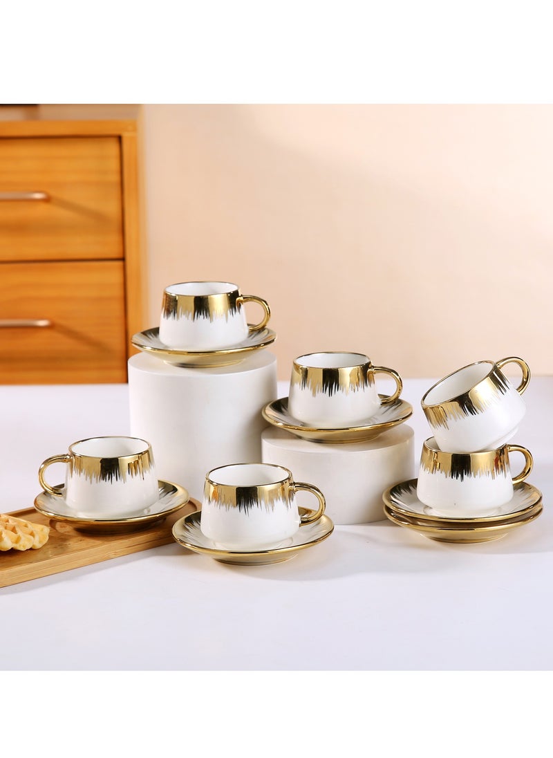 OASIS-TH 6 Sets Of Luxury Porcelain Turkish Coffee Cup Set Elegant Design Modern Espresso Cup Set Boutique Arabic Tea Cups Arabic Coffee Cup  - Image 1