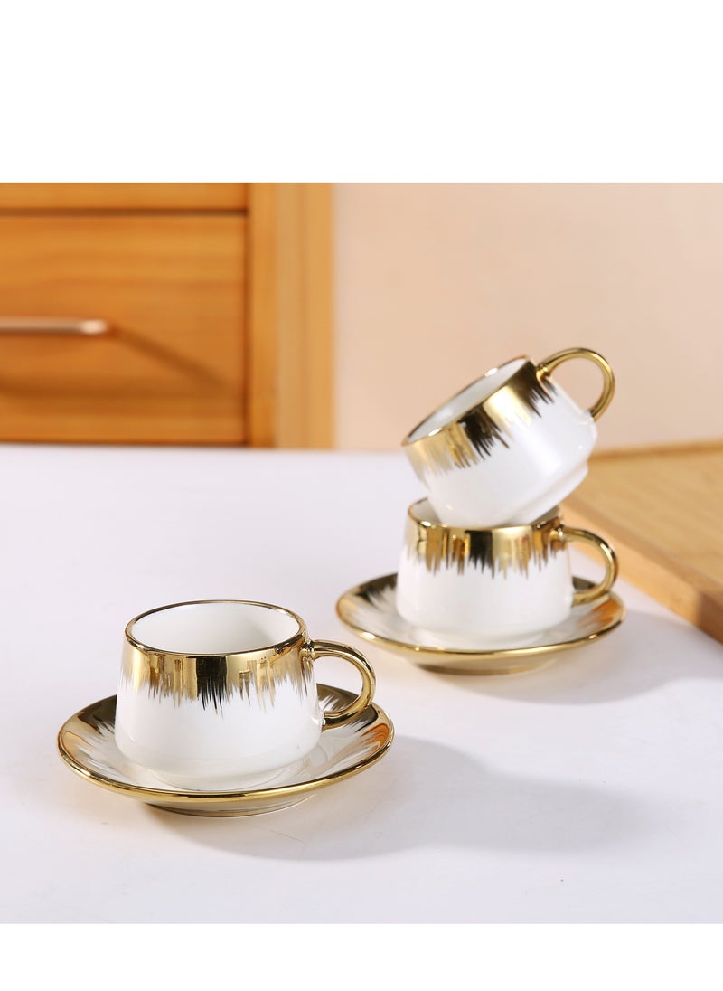 OASIS-TH 6 Sets Of Luxury Porcelain Turkish Coffee Cup Set Elegant Design Modern Espresso Cup Set Boutique Arabic Tea Cups Arabic Coffee Cup  - Image 3