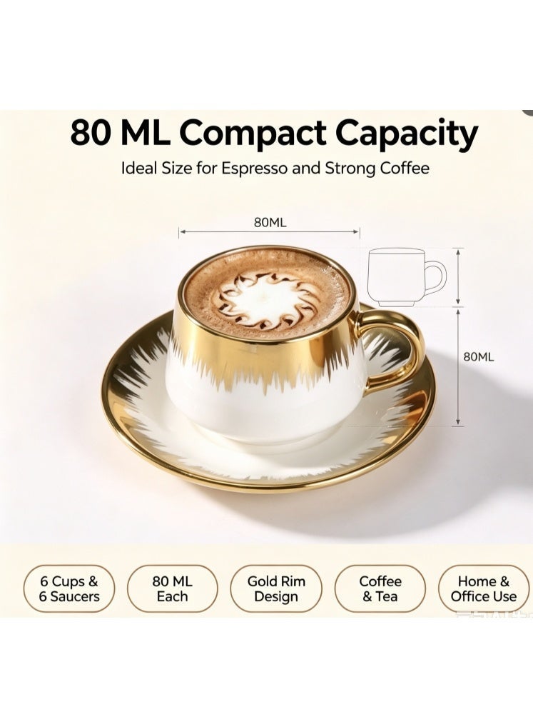 OASIS-TH 6 Sets Of Luxury Porcelain Turkish Coffee Cup Set Elegant Design Modern Espresso Cup Set Boutique Arabic Tea Cups Arabic Coffee Cup - Image 3