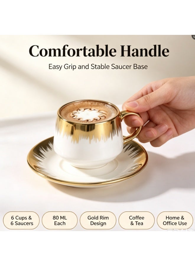 OASIS-TH 6 Sets Of Luxury Porcelain Turkish Coffee Cup Set Elegant Design Modern Espresso Cup Set Boutique Arabic Tea Cups Arabic Coffee Cup - Image 4