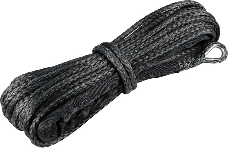 WROUGH 3/16" Synthetic Winch Rope, 3/16 in x 50 Ft 8500LBs Strength ATV Winch Rope Line with Protecting Sleeve and Thimble, Suitable for ATV, SUV, Vehicle (Black) - Image 1