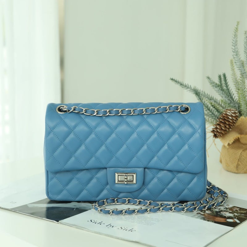 Bag Women'S All-Match Chain Small Square Bag Genuine Leather Women'S Bag High-End Light Luxury Small Chanel Style Rhombic Bag Tote Bag - Image 1