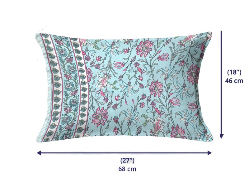 ElanorHomes 180 TC Pure Cotton Pillow Covers Set of 2, Bedroom Pillows with Zip Closure, Soft Smooth Cool Breathable Pillowcases for Home (27x18 inch) (Aqua Glow) - Image 4