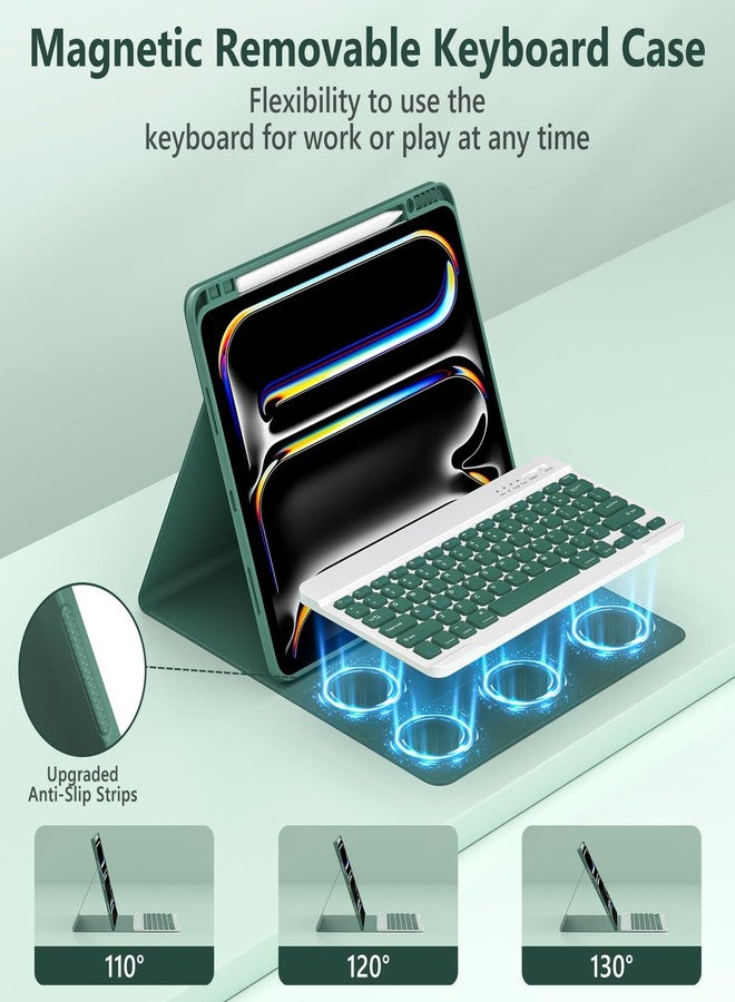FUWANG Keyboard Case for iPad Pro 13 inch (M5/M4) 2025/2024, Magnetic Detachable Colorful Keys for iPad Pro 13 inch Case with Keyboard, Folio Case for iPad pro 13'' M5/M4 with Pencil Holder - Green - Image 4