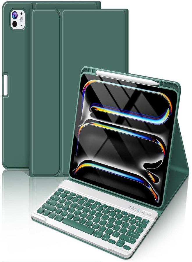 FUWANG Keyboard Case for iPad Pro 13 inch (M5/M4) 2025/2024, Magnetic Detachable Colorful Keys for iPad Pro 13 inch Case with Keyboard, Folio Case for iPad pro 13'' M5/M4 with Pencil Holder - Green - Image 1