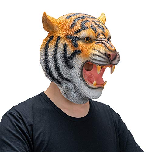 AQKILO Tiger Mask Wild Animal Latex Full Head Realistic Masks Fancy Dress for Halloween Carnival Costume Party - Image 2