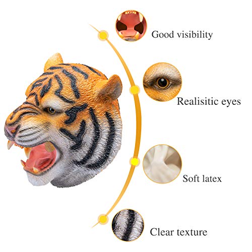 AQKILO Tiger Mask Wild Animal Latex Full Head Realistic Masks Fancy Dress for Halloween Carnival Costume Party - Image 4