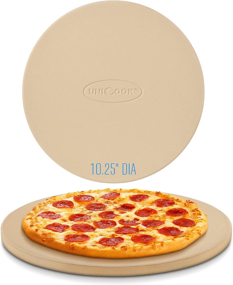Unicook Round Pizza Stone 10.25 Inch, Small Bread Baking Stone for Oven Grill, Perfect Size for Baking Crisp Crust Personal Pizza, Bread, Cookies and More - Image 1