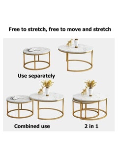 Organized Home Modern Nesting Coffee Table Set of 2  Wooden Side Table Minimalist Round Nesting Table Sturdy Steel Frame for Small Spaces Living Room Office Balcony  - Image 3
