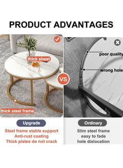 Organized Home Modern Nesting Coffee Table Set of 2  Wooden Side Table Minimalist Round Nesting Table Sturdy Steel Frame for Small Spaces Living Room Office Balcony  - Image 4