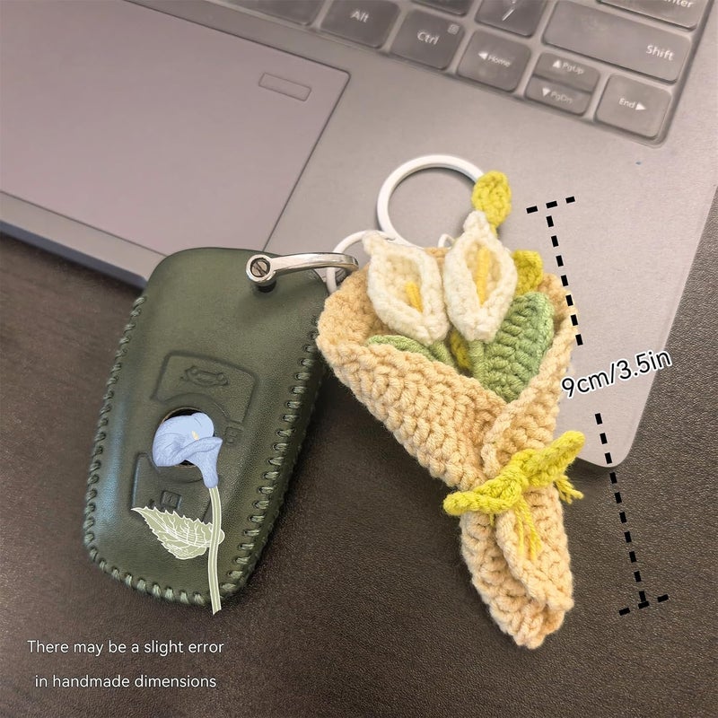 Mshion Handmade Crochet Flower Keychain, Cute Keychains for Women Girls Novelty Aesthetic Keychains Holiday Gifts - Image 3