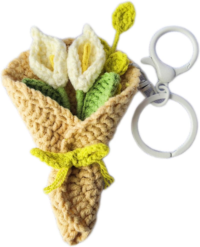 Mshion Handmade Crochet Flower Keychain, Cute Keychains for Women Girls Novelty Aesthetic Keychains Holiday Gifts - Image 1