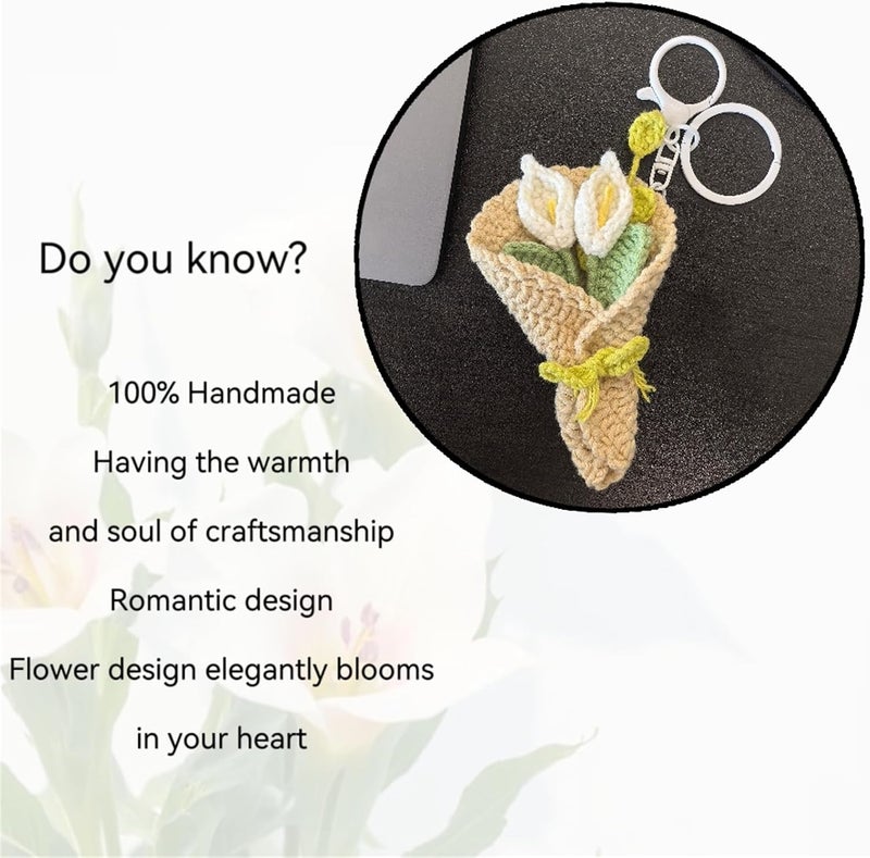 Mshion Handmade Crochet Flower Keychain, Cute Keychains for Women Girls Novelty Aesthetic Keychains Holiday Gifts - Image 5