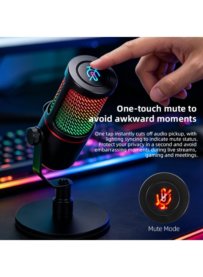 ميكروفون USB لألعاب الكمبيوتر، مايك حراري للبودكاست مع حامل قابل للتعديل وزر كتم الصوت، مناسب للبث على Twitch، والدردشة أونلاين، وSnapchat، والكمبيوتر، وPS4، مناسب للاعبين وYouTubers - Image 4