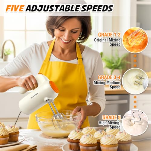 Showvigor Hand Mixer 5Speed Electric Whisk with Turbo Boost Includes 5 Stainless Steel Attachments Great Stand Mixer Alternative for Baking Cakes Bread More - Image 3