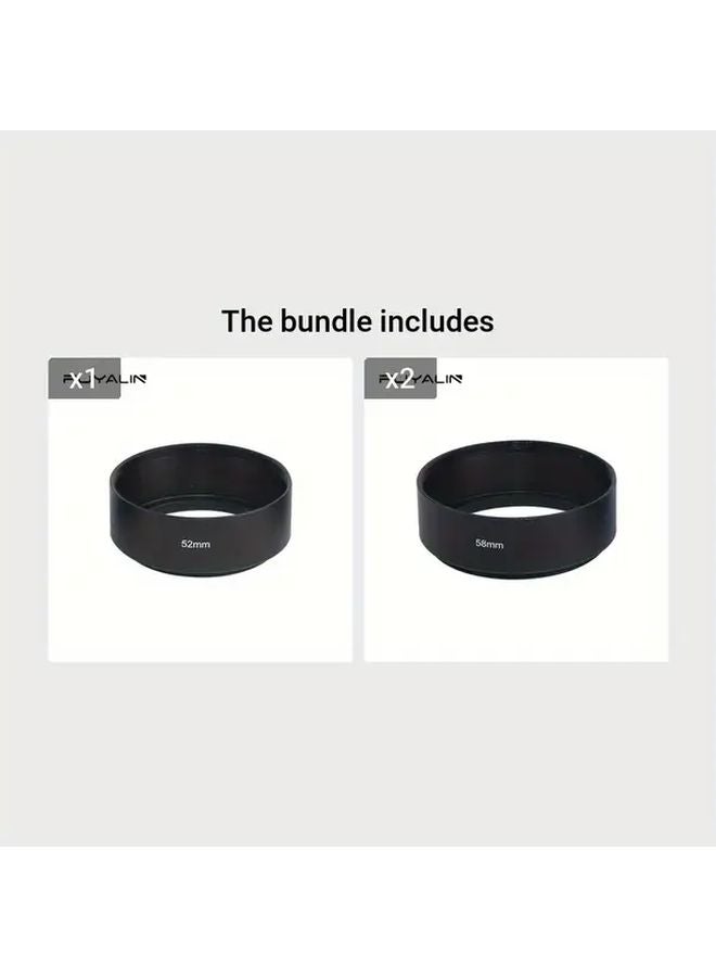 Standard Lens Hood 52mm 58mm Aluminum Alloy Threaded Mount for DSLR Mirrorless Cameras - Image 1
