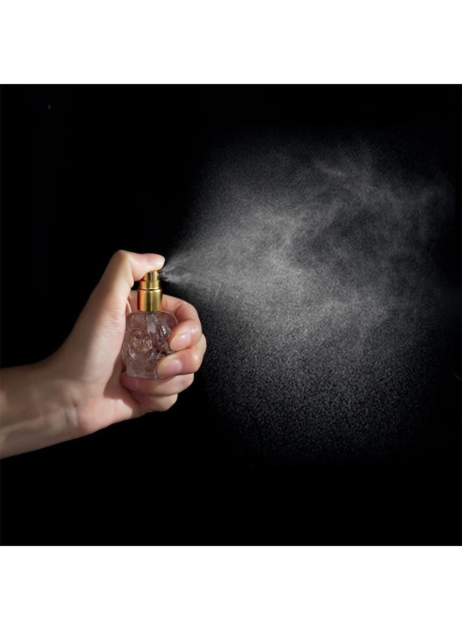 Azonee 12 قطعة زجاجة عطر بخاخ محفورة، زجاجة بخاخ فارغة قابلة لإعادة التعبئة مع قمع وقطارات موزعة زجاجة عطر محمولة للسفر والحفلات 10 مل - Image 2
