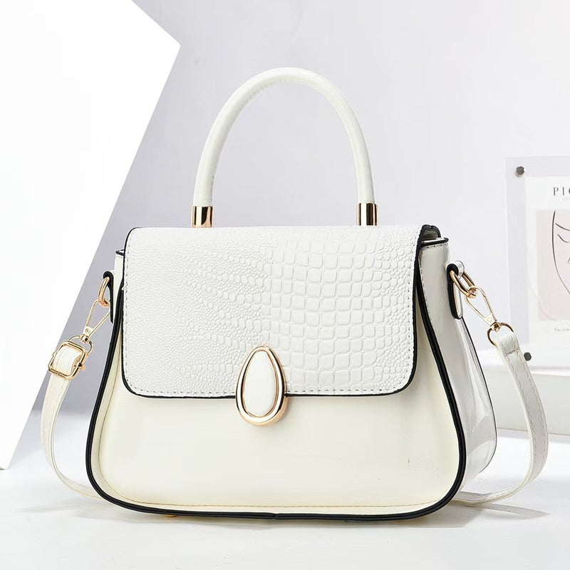New Arrival Crocodile Pattern Fashionable Bright Leather Handbag High Color Value All-Match Shoulder Bag Simple Large Capacity Crossbody Bag - Image 3