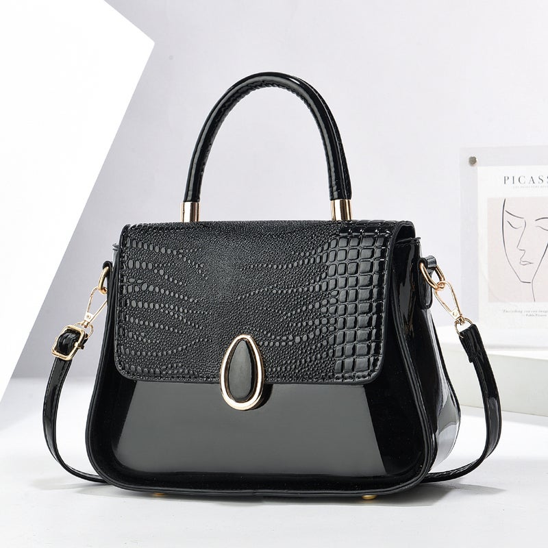 New Arrival Crocodile Pattern Fashionable Bright Leather Handbag High Color Value All-Match Shoulder Bag Simple Large Capacity Crossbody Bag - Image 2
