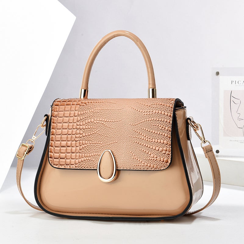 New Arrival Crocodile Pattern Fashionable Bright Leather Handbag High Color Value All-Match Shoulder Bag Simple Large Capacity Crossbody Bag - Image 5