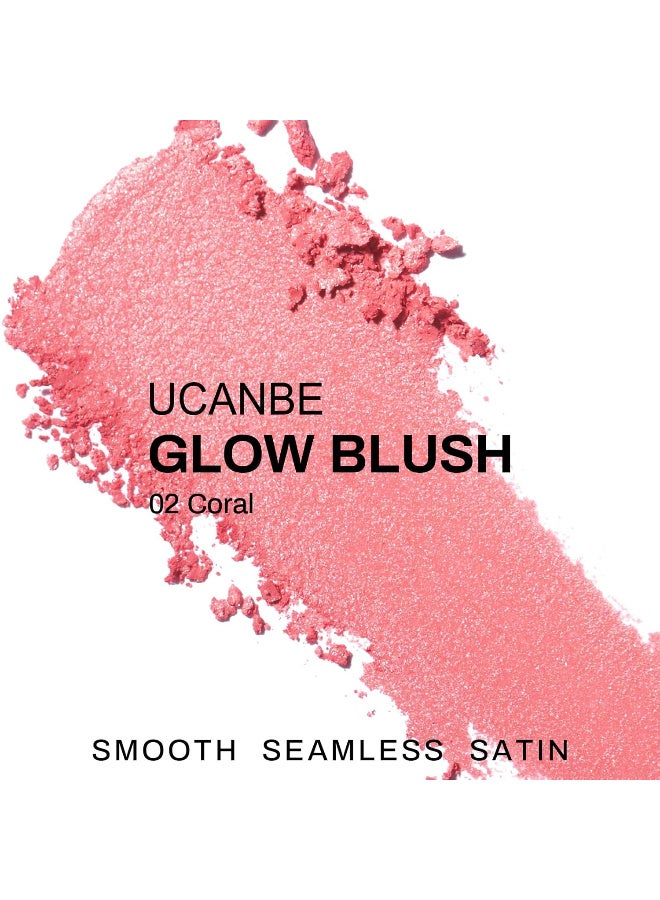 Ucanbe Baked Blush for Cheek, Glow Blushing Palette - Seamless Silky Blendable Powder Blush Makeup Palette, Delivering Long Last Natural Ruddy Complexion, 02 Coral - Image 3