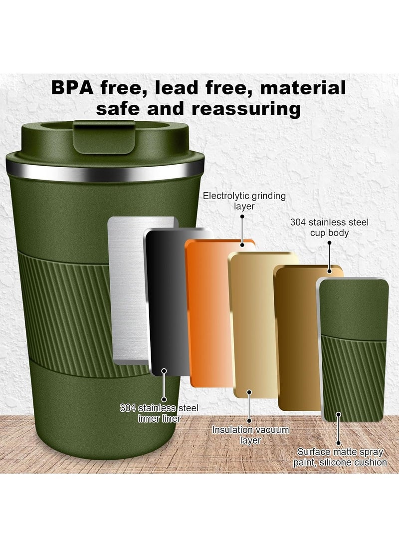Hihonor 510ml Stainless Steel Coffee Cup, Vacuum Insulated Travel Mug for Home Office Outdoor Works Great for Ice Drinks and Hot Beverage (Green)  - Image 2