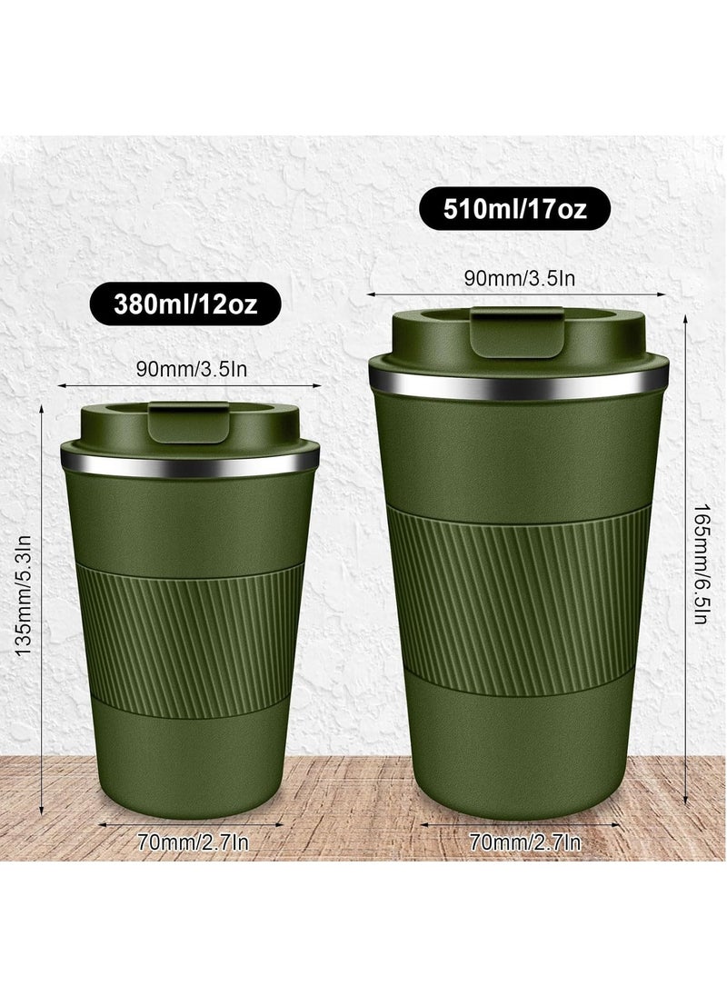 Hihonor 510ml Stainless Steel Coffee Cup, Vacuum Insulated Travel Mug for Home Office Outdoor Works Great for Ice Drinks and Hot Beverage (Green)  - Image 3