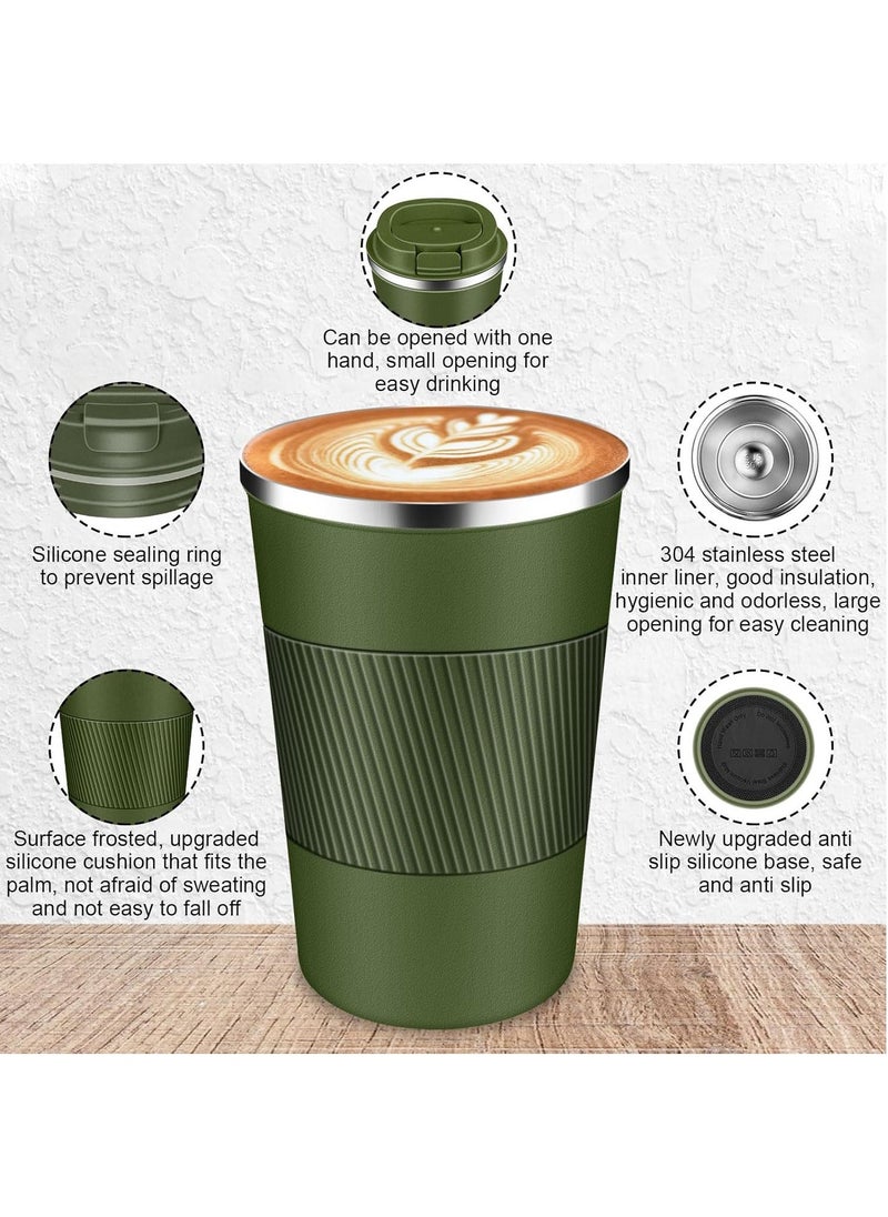 Hihonor 510ml Stainless Steel Coffee Cup, Vacuum Insulated Travel Mug for Home Office Outdoor Works Great for Ice Drinks and Hot Beverage (Green)  - Image 4