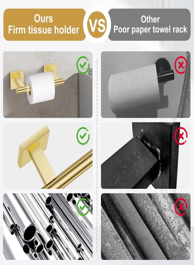 soaez 10 Pieces Brushed Gold Towel Bar Set, Double Dase Toilet Paper Holder Bathroom Hardware Set, 23.6 Inch Stainless Steel Towel Rack for Bathroom Wall Mounted - Image 5