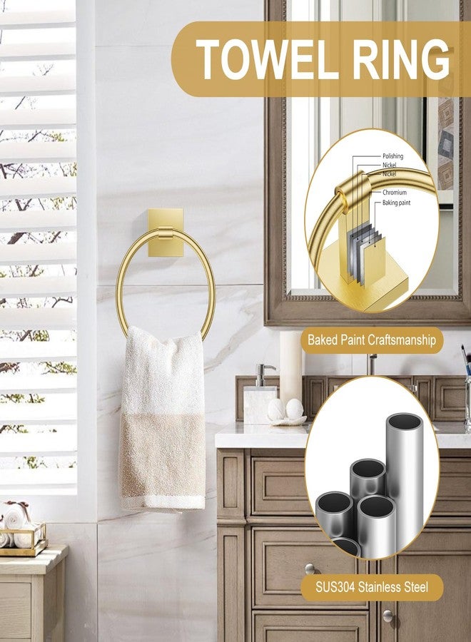 soaez 10 Pieces Brushed Gold Towel Bar Set, Double Dase Toilet Paper Holder Bathroom Hardware Set, 23.6 Inch Stainless Steel Towel Rack for Bathroom Wall Mounted - Image 3