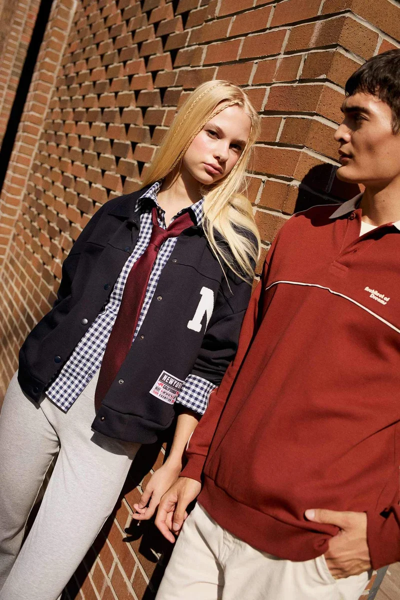 ديفاكتو Polo Collar Printed Bomber Jacket