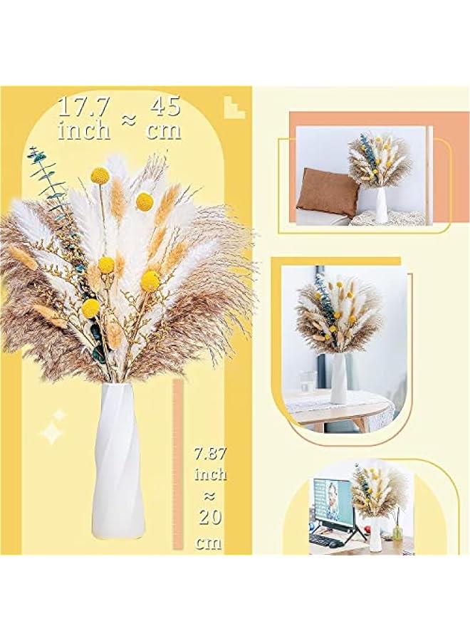 RYNX 100 Natural Pampas Reed Blend Bouquel  Box Longlasting dried flower bouquetEucalyptus Wedding Bohemian Flower Home Dining Table Office Decorating Country Farmhouse Party - Image 3